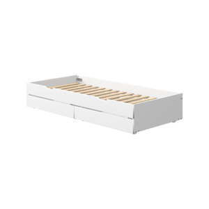 Białe dodatkowe łóżko wysuwane pod łóżko dziecięce z 2 szufladami Flexa White