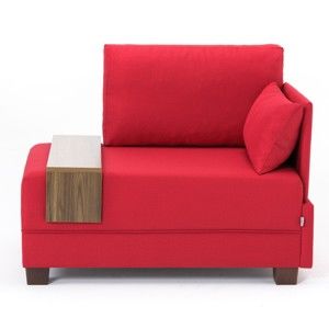 Czerwony fotel z podłokietnikiem po prawej stronie i blatem Balcab Home Martha