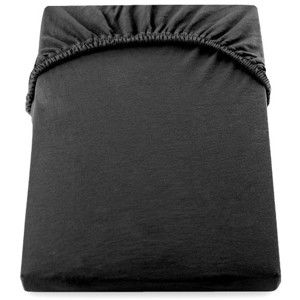 Czarne bawełniane prześcieradło elastyczne DecoKing Amber Collection, 100-120x200 cm