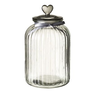 Szklany słoik z wieczkiem w srebrnym kolorze Unimasa Heart, 5,4 l