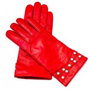 Damskie czerwone rękawiczki skórzane Pride & Dignity Madrid, rozmiar 8