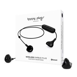 Czarne słuchawki bezprzewodowe Happy Plugs Earbud