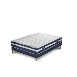 Niebiesko-białe łóżko z materacem Stella Cadente Maison Venus Europe, 160x200 cm