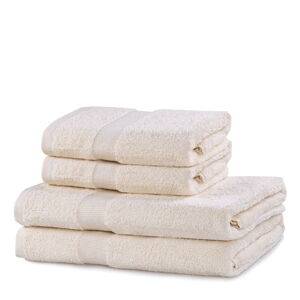 Kremowe bawełniane ręczniki zestaw 4 szt. frotte Marina – DecoKing