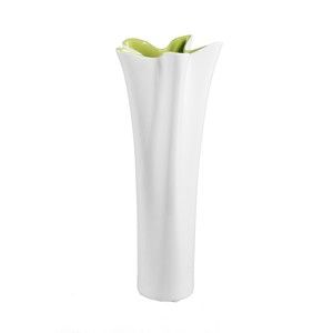 Biały wazon ceramiczny z zielonym detalem Mauro Ferretti Mica, wys. 54,5 cm