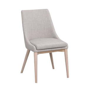 Jasnoszare tapicerowane krzesło do jadalni z jasnobrązowymi nogami Rowico Bea