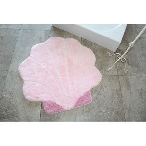 Różowy dywanik łazienkowy ve tvaru mušle, 90x90 cm