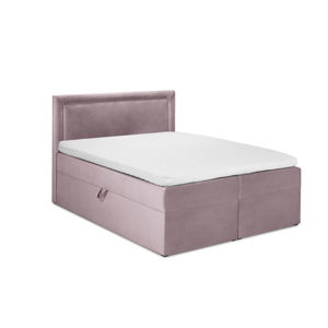 Różowe aksamitne łóżko 2-osobowe Mazzini Beds Yucca, 200x200 cm