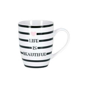 Kubek ceramiczny w paski Miss Étoile Life Is Beautiful