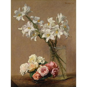 Reprodukcja obrazu Henri Fantin-Latour - Roses and Lilies, 45x60 cm