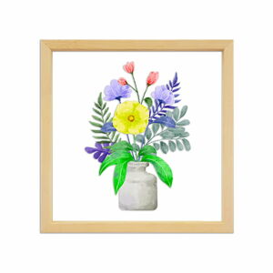 Szklany obraz w drewnianej ramie Vavien Artwork Flowers, 32x32 cm