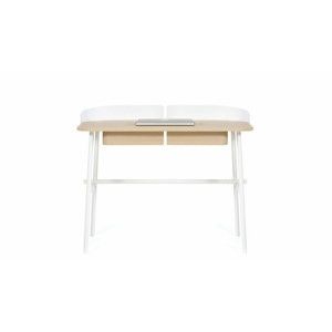 Białe biurko z drewna dębowego HARTÔ Victor, 100x60 cm