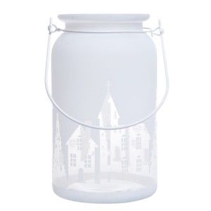 Biały świecznik szklany Ewax Village, ⌀ 10 cm