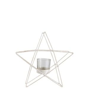 Biały świecznik J-Line Glitter Star