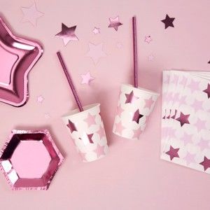 Zestaw 8 kubków papierowych Neviti Little Star Pink