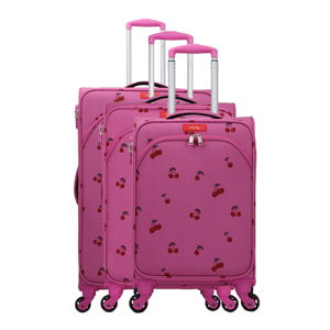 Zestaw 3 różowych walizek z 4 kółkami Lollipops Cherry