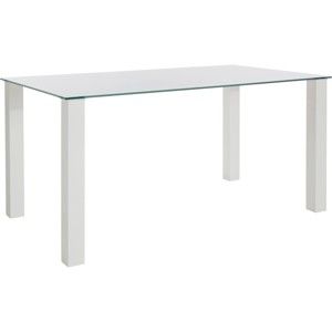 Biały stół z błyszczącym blatem ze szkła hartowanego Støraa, 90x160 cm