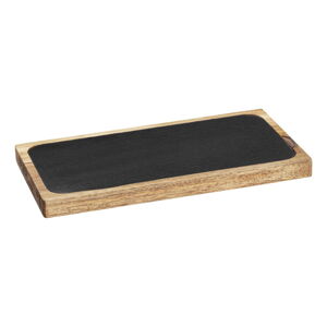 Czarno-naturalny drewniany półmisek 30x15 cm – Wenko