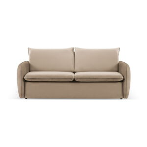 Beżowa aksamitna rozkładana sofa 194 cm Vienna – Cosmopolitan Design