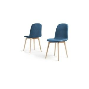 Komplet 2 ciemnoniebieskich krzeseł z nogami z litego drewna dębowego WOOD AND VISION Basic
