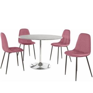 Zestaw okrągłego stołu i 4 różowych krzeseł Støraa Terri Concrete