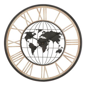 Czarny zegar ścienny Mauro Ferretti World, ø 70 cm