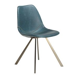 Niebieskie krzesło z nogami w kolorze złota DAN–FORM Pitch