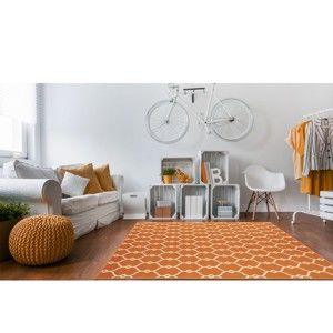 Pomarańczowy dywan odpowiedni na zewnątrz Floorita Trellis, 133x190 cm