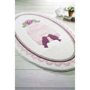 Różowo-biały dywanik łazienkowy Confetti Bathmats Birdcage, 80x130 cm