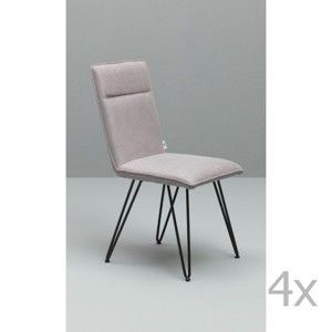 Zestaw 4 jasnoszarych krzeseł z czarną konstrukcją Design Twist Elice