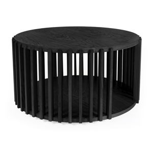 Czarny stolik z drewna dębowego Woodman Drum, ø 83 cm