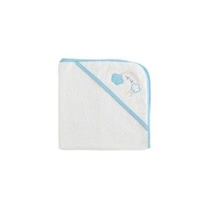 Ręcznik dziecięcy ze 100% bawełny z kapturem i niebieskim obszyciem Naf Naf Tres Chic, 100x100 cm