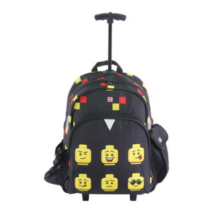 Czarny plecak szkolny na kółkach LEGO® Faces