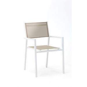 Zestaw 4 szaro-białych krzeseł ogrodowych z podłokietnikami Ezeis Zephyr