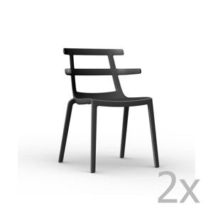 Zestaw 2 czarnych krzeseł ogrodowych Resol Tokyo
