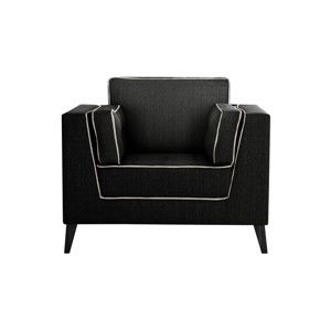 Czarny fotel z detalami w kremowej barwie Stella Cadente Maison Atalaia Black