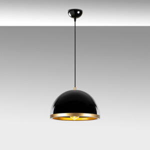Czarna/w kolorze złota lampa wisząca z metalowym kloszem ø 30 cm Ferenci – Opviq lights