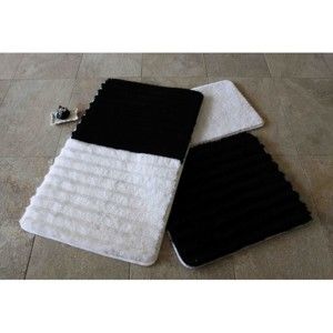 Zestaw 3 czarno-białych dywaników łazienkowych
