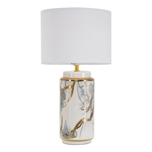 Biała/złota lampa stołowa ceramiczna z tekstylnym kloszem (wysokość 48 cm) Glam Abstract – Mauro Ferretti