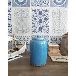 Niebieskich pojemnik ceramiczny Orchidea Milano Potiche, wys. 24 cm