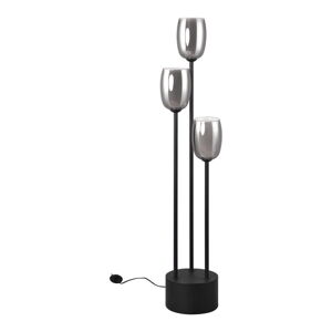 Lampa stojąca w czarno-srebrnym kolorze ze szklanym kloszem (wys. 140 cm) Barret – Trio Select