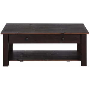 Ciemnobrązowy stolik z litego drewna sosnowego Støraa Yvonne, 100x60 cm