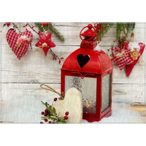 Dywan Vitaus Christmas Period Red Rustic Lantern, 50x80 cm