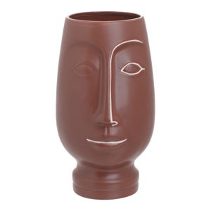 Ceramiczny wazon w kolorze ceglanej czerwieni InArt Face, wys. 26 cm