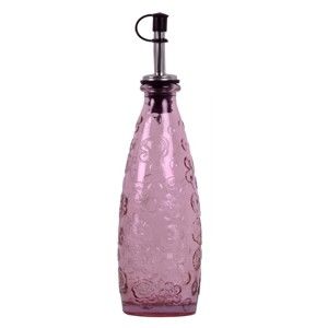 Różowa butelka szklana z lejkiem Ego Dekor Flora