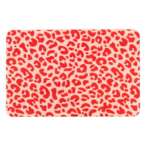 Czerwono-jasnoróżowy dywanik łazienkowy 39x60 cm Leopard – Artsy Doormats