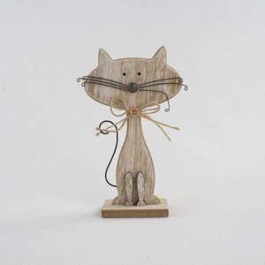 Dekoracja drewniana w kształcie kota Dakls Cats, wys. 18 cm