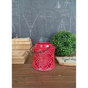 Czerwony lampion ceramiczny Orchidea Milano Potiche, wys. 14 cm