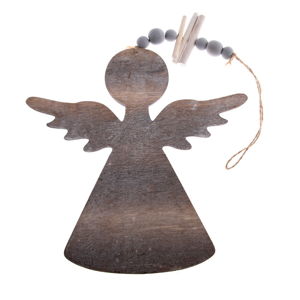 Drewniana ozdoba wisząca w kształcie anioła Dakls, dł. 20,5 cm