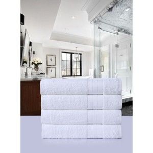 Zestaw 4 białych ręczników bawełnianych Uni, 50x100 cm